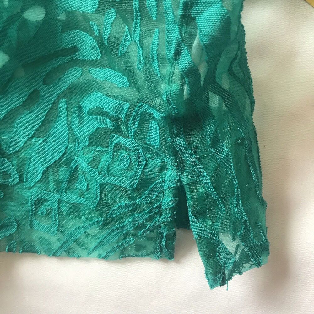 Ruby Rd Burnout Button Down Green Top Semi-Sheer … - image 6